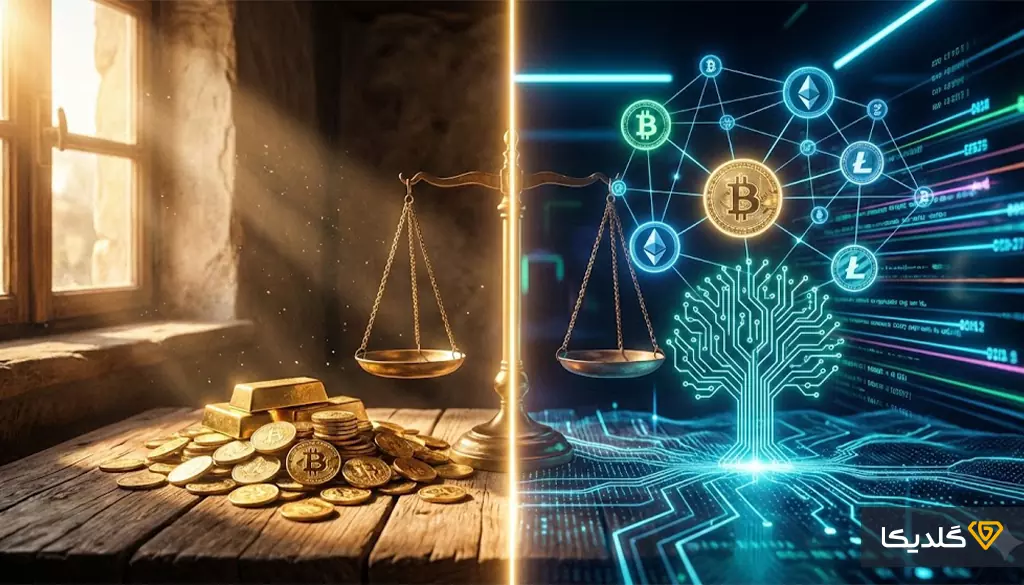 تحلیلگران بازار برای پاسخ به دوراهی طلا یا ارز دیجیتال، ابتدا ماهیت فیزیکی و دیجیتالی این دو را زیر ذره‌بین قرار می‌دهند.