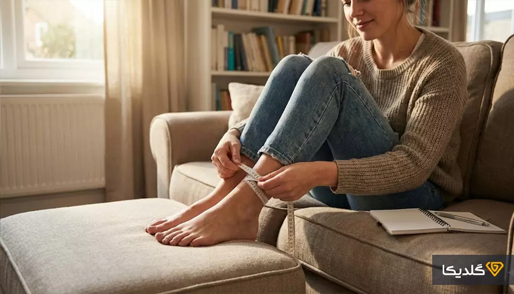 راهنمای خرید پابند طلا؛ راز جذابیت در قدمهای شما 2 با راهنمای سایزگیری پابند طلا آشنا شوید.