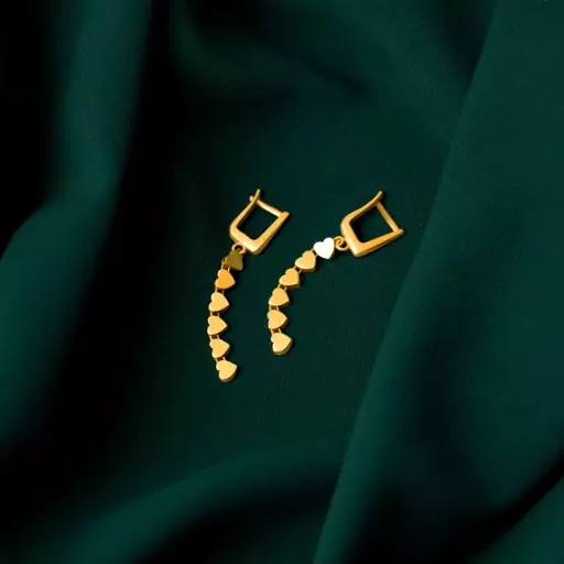 گوشواره آویز طلای طرح قلب کد EA7