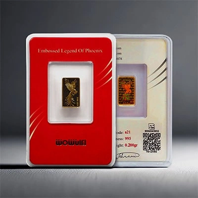 شمش طلای 24 عیار 200 سوتی طرح سیمرغ