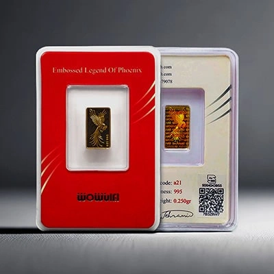 شمش طلای ۲۴ عیار ۲۵۰ سوتی طرح سیمرغ