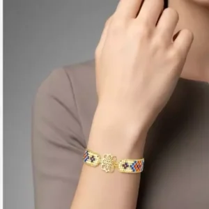 دستبند زنانه مدل میوکی طرح تاج گل